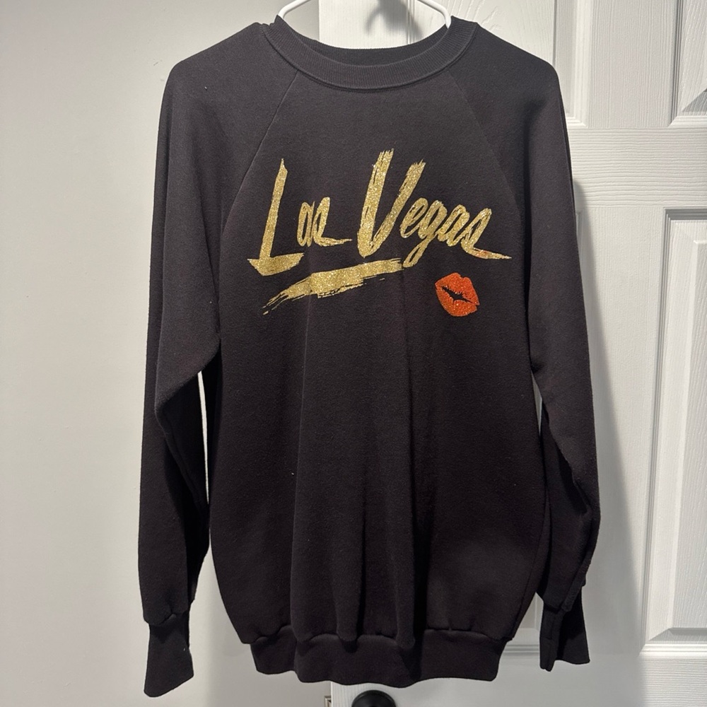 Vintage Las Vegas Sweatshirt Womens XL Signal Nevada Black Glitter